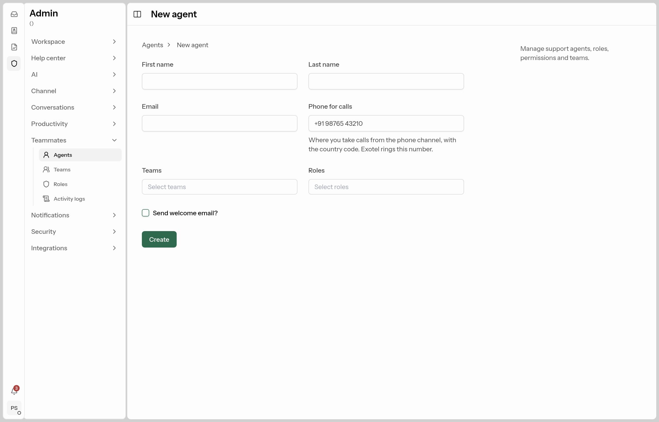 The new agent form