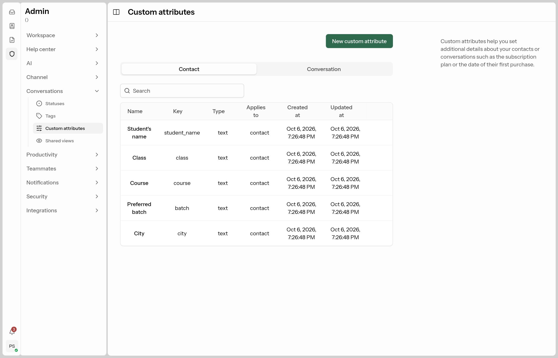 Custom attributes