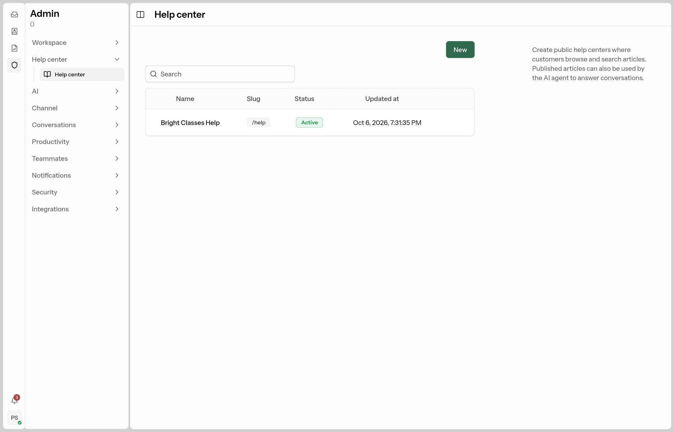 The help center list