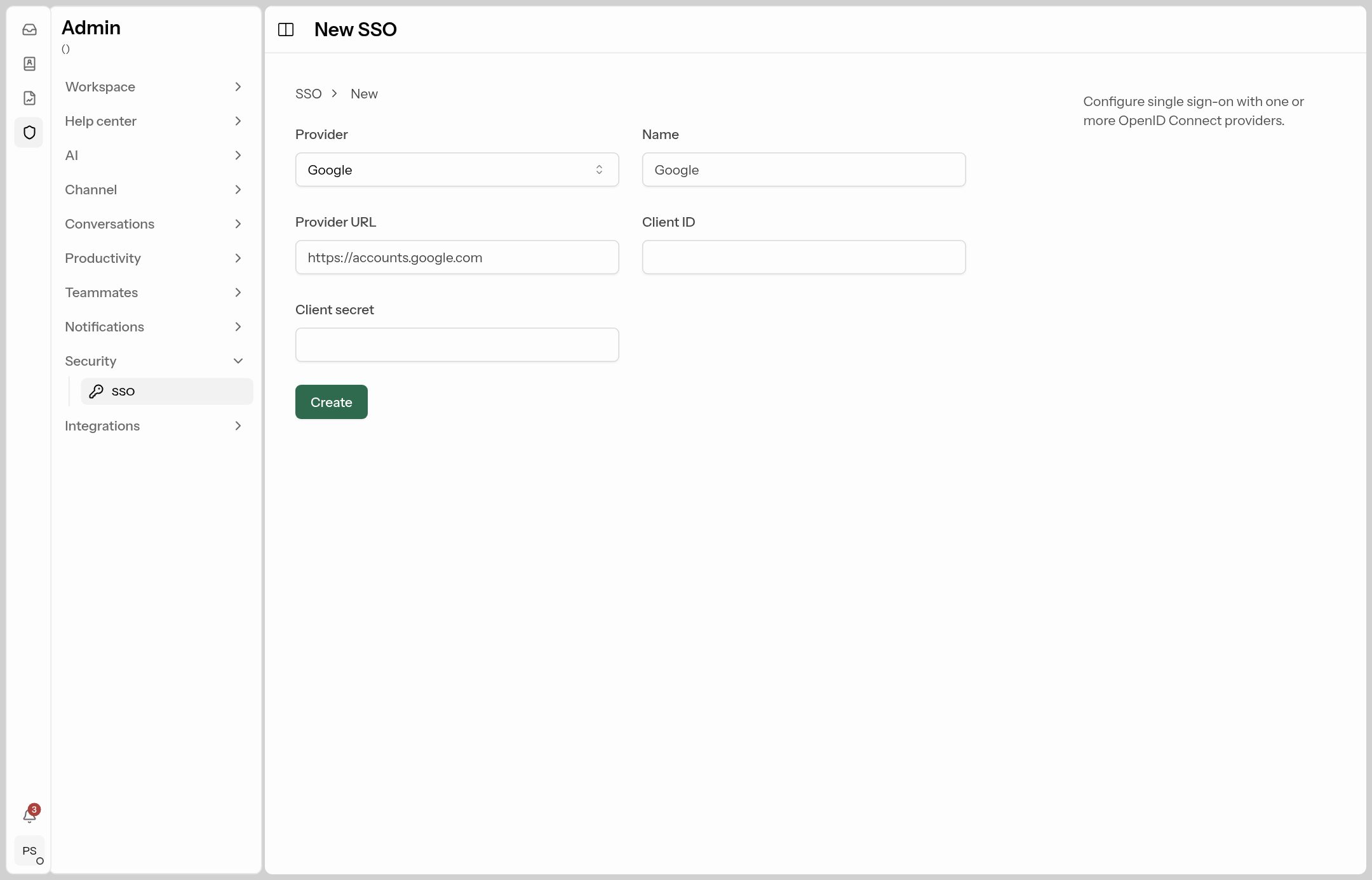 The SSO form