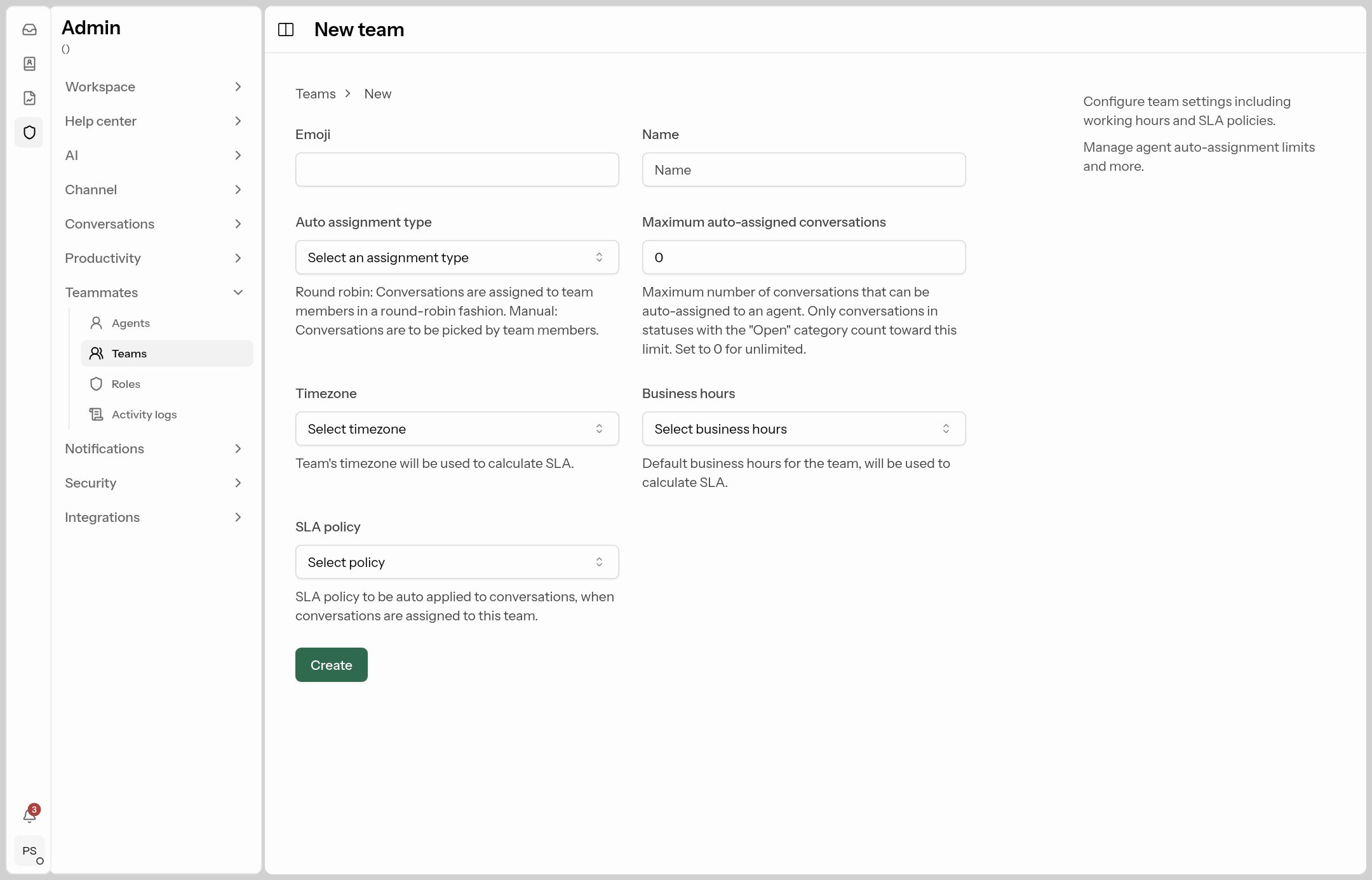 The team form