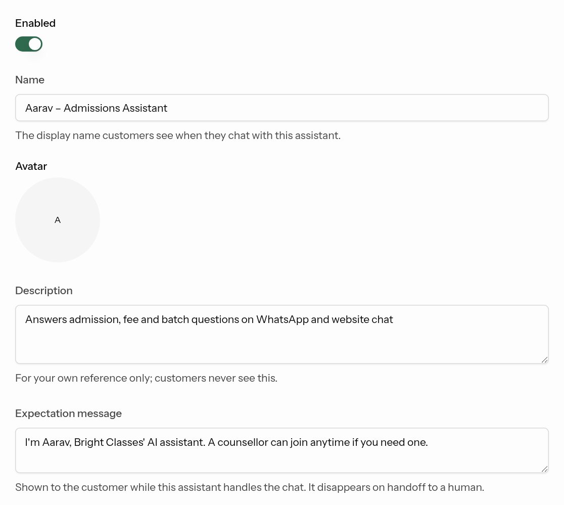 Name, avatar, description and expectation message