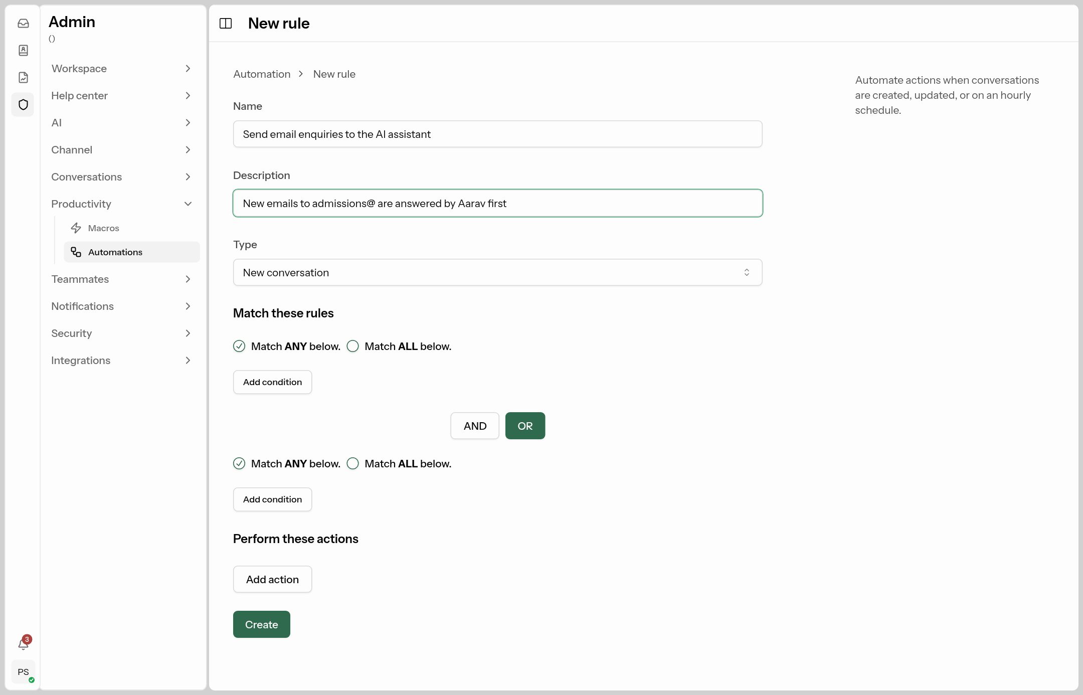 The rule editor